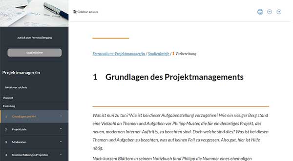 Interaktive Lernsystem Projektmanager/in