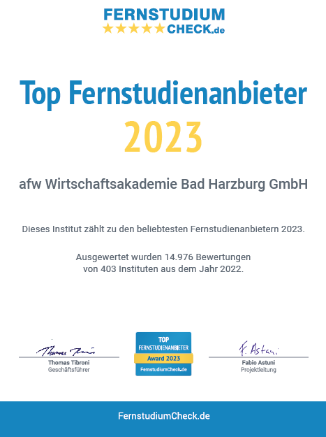 Auszeichnung TOP Fernstudienanbieter 2023